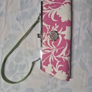 Floral Pink, White, And Green Clutch